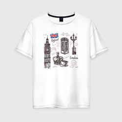 London city – Женская футболка хлопок Oversize с принтом купить со скидкой в -16%