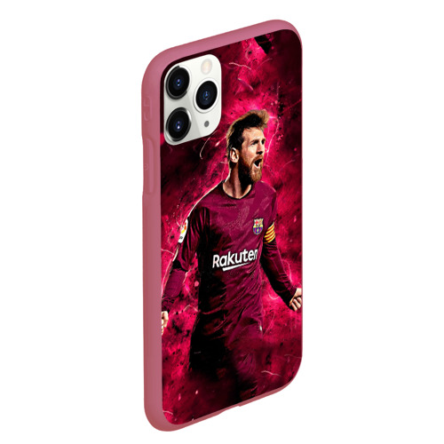 Чехол для iPhone 11 Pro Max матовый Месси art red, цвет малиновый - фото 3