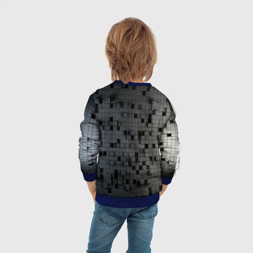 Детский свитшот 3D с принтом Digital pixel black, вид сзади #2