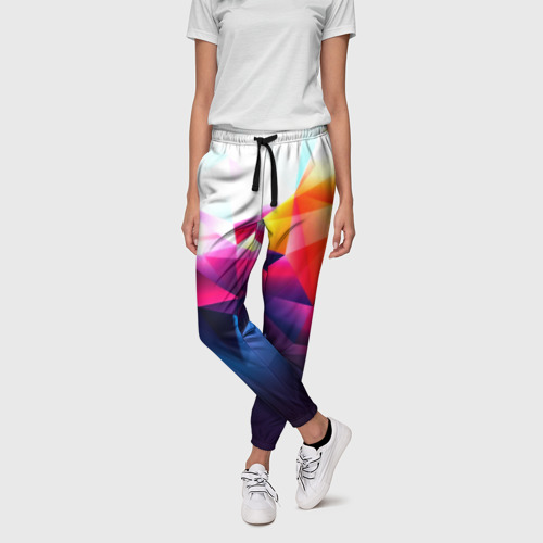 Женские брюки 3D с принтом Poly stiil collection, фото на моделе #1