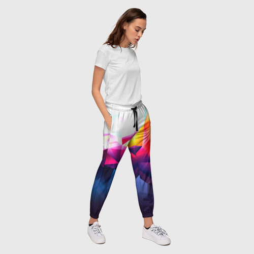 Женские брюки 3D с принтом Poly stiil collection, вид сбоку #3