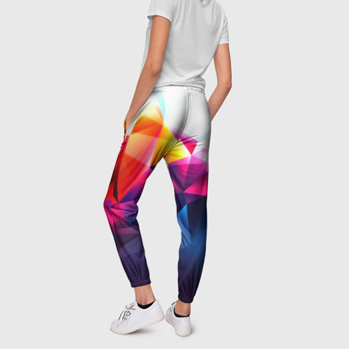 Женские брюки 3D с принтом Poly stiil collection, вид сзади #2