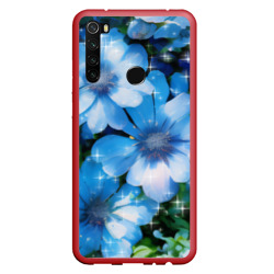 Блестящие голубые цветы – Чехол для Xiaomi Redmi Note 8T с принтом купить