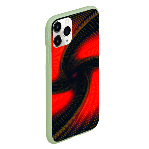 Чехол для iPhone 11 Pro матовый с принтом Закрученный вихрь - узор красный, вид сбоку #3