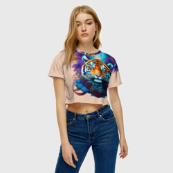 Женская футболка Crop-top 3D Tiger tattoo - irezumi art - фото 2