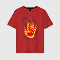 Женская футболка хлопок Oversize Ладонь в пламени