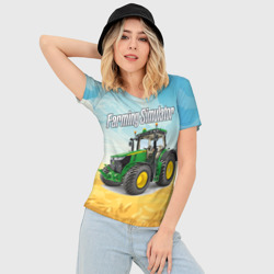 Женская футболка 3D Slim Farming Simulator - фото 2
