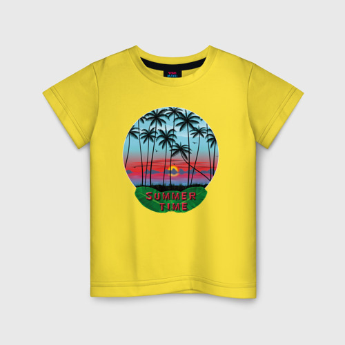 Детская футболка хлопок с принтом Лето, тропики, вид спереди #2