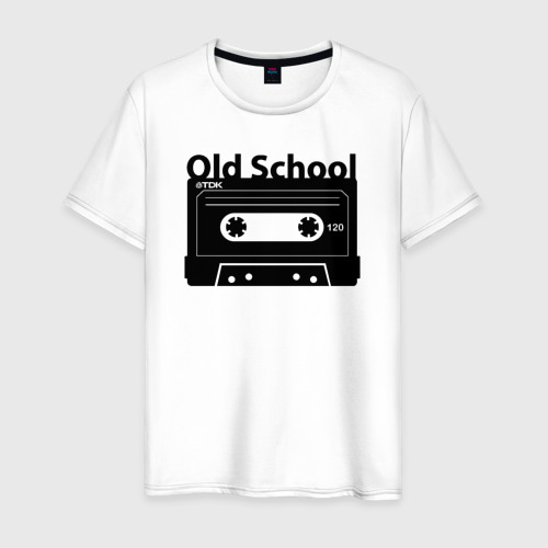 Мужская футболка из хлопка с принтом Old school music, вид спереди №1