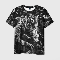 Мужская футболка 3D Тигр воин спецназа
