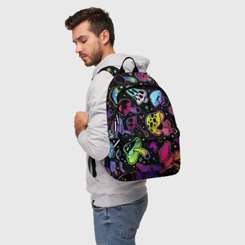 Рюкзак 3D с принтом Цветные грибочки, фото на моделе #1