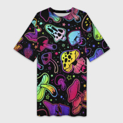 Платье-футболка 3D Цветные грибочки