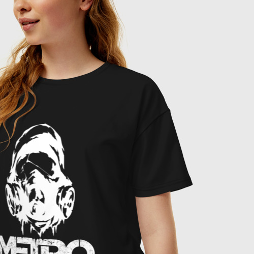 Женская футболка хлопок Oversize Metro Exodus art, цвет черный - фото 3