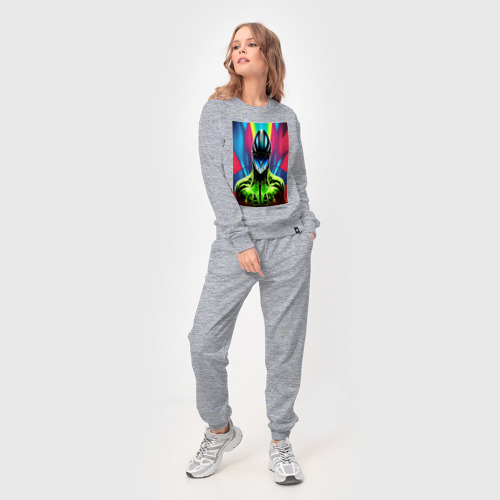 Женский костюм хлопок с принтом Alien - neural network - neon, фото на моделе #1