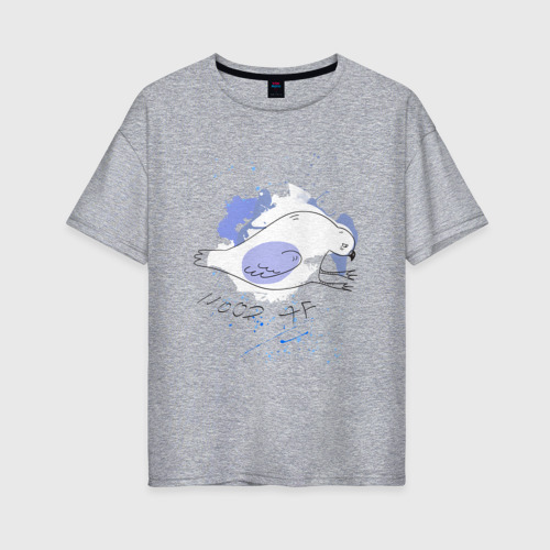 Женская футболка хлопок Oversize Грустный голубь: mood AF, цвет меланж
