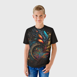 Детская футболка 3D Абстрактные цветные перья - фото 2
