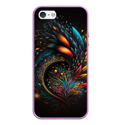 Чехол для iPhone 5/5S матовый Абстрактные цветные перья