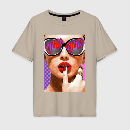 Мужская футболка хлопок Oversize с принтом Портрет девушки в стиле поп-арт, вид спереди #2