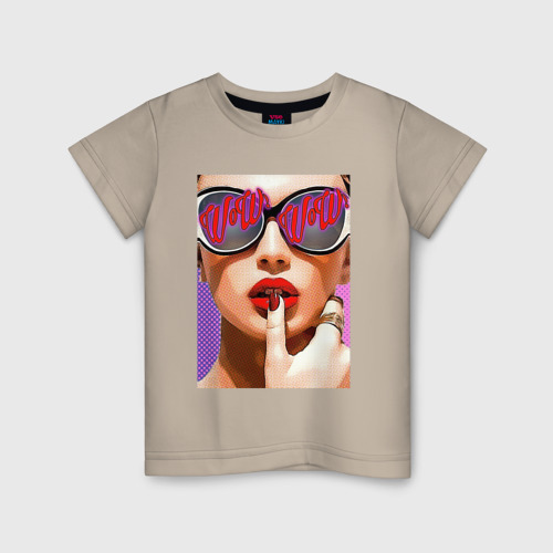 Детская футболка хлопок с принтом Портрет девушки в стиле поп-арт, вид спереди #2