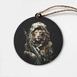 Деревянная игрушка круг Лев боец спецназа