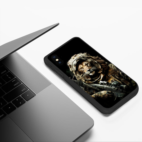 Чехол для iPhone XS Max матовый Лев боец спецназа - фото 5