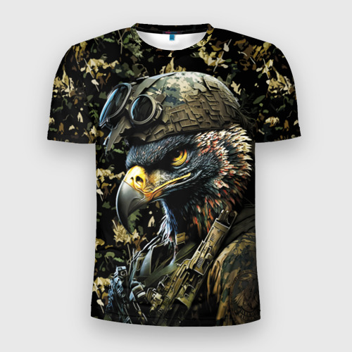 Мужская футболка 3D Slim с принтом Орел солдат, вид спереди #2