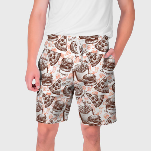 Мужские шорты 3D с принтом Bon appetit, вид спереди #2
