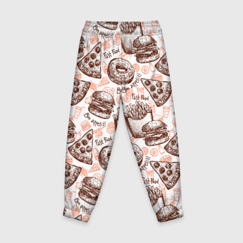 Детские брюки 3D с принтом Bon appetit, вид сзади #1