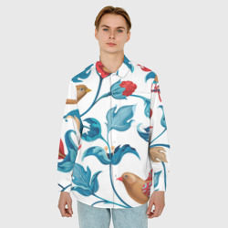 Мужская рубашка oversize 3D Узоры и птицы - фото 2