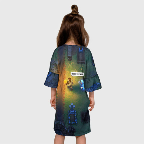 Детское платье 3D с принтом Graveyard Keeper преследующий призрак, вид сзади #2