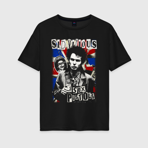 Женская футболка хлопок Oversize Sex Pistols Sid, цвет черный