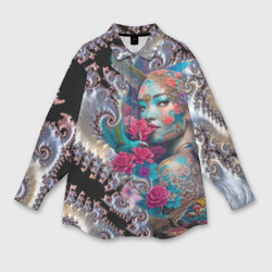 Мужская рубашка oversize 3D Japanese beauty - irezumi