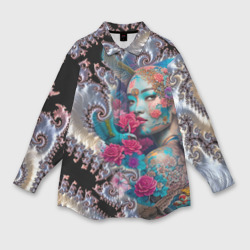 Женская рубашка oversize 3D Japanese beauty - irezumi