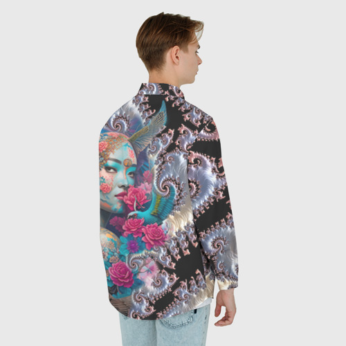 Мужская рубашка oversize 3D с принтом Japanese beauty - irezumi, вид сзади #2