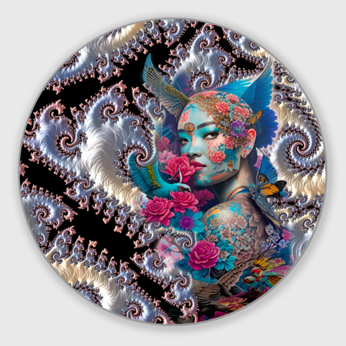 Круглый коврик для мышки Japanese beauty - irezumi