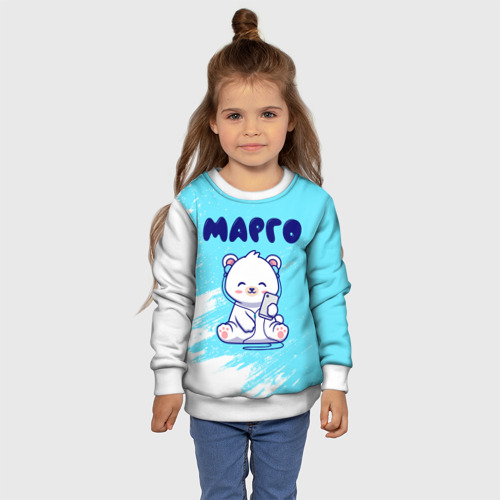 Детский свитшот 3D с принтом Марго белый мишка, фото #4