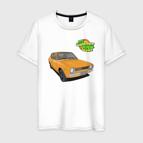 Мужская футболка из хлопка с принтом My summer car yellow, вид спереди №1