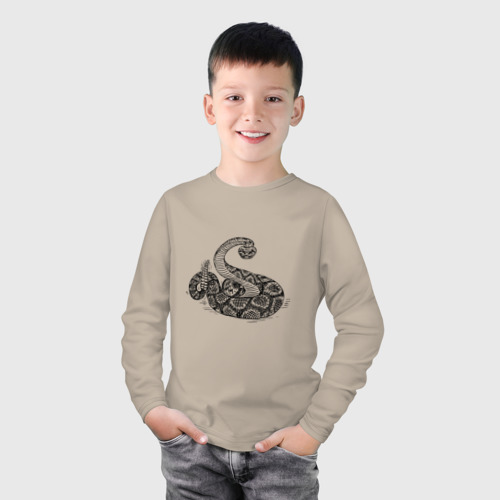 Детский лонгслив хлопок с принтом Змеиный принт, фото на моделе #1