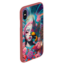 Чехол для iPhone XS Max матовый Japanese girl with a bird - irezumi - фото 2