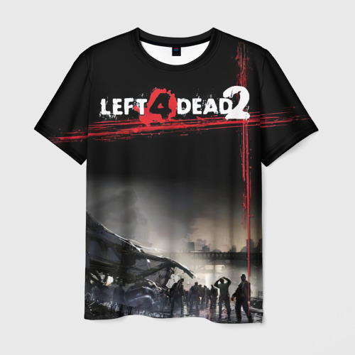 Мужская футболка с принтом Left 4 dead ночной город, вид спереди №1
