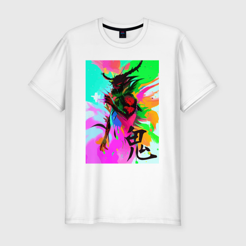 Мужская футболка хлопок Slim Демон Они - искусство - Япония, цвет белый