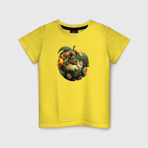 Детская футболка хлопок с принтом Планета фруктов, вид спереди #2