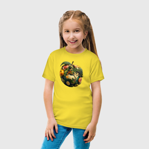 Детская футболка хлопок с принтом Планета фруктов, вид сбоку #3