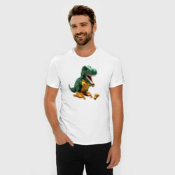 Мужская футболка хлопок Slim Динозавр из Лего - фото 2