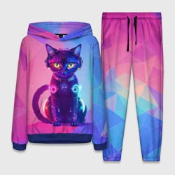 Женский костюм с толстовкой 3D Кибер кошка