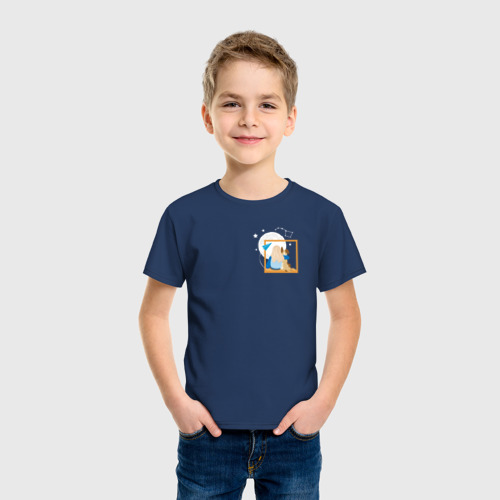 Детская футболка хлопок с принтом Ночное небо со звездами, фото на моделе #1