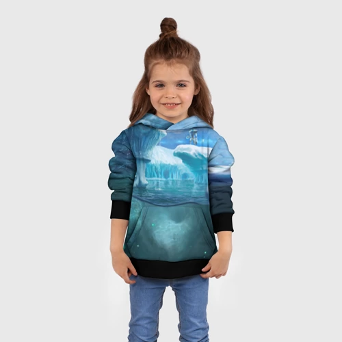 Детская толстовка 3D с принтом Subnautica - краб на леднике, вид сбоку #3