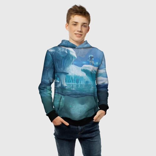 Детская толстовка 3D с принтом Subnautica - краб на леднике, фото #4