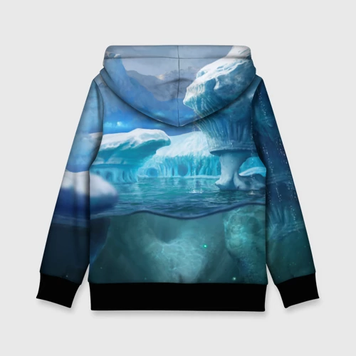Детская толстовка 3D с принтом Subnautica - краб на леднике, вид сзади #1