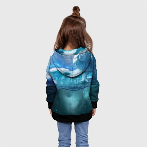 Детская толстовка 3D с принтом Subnautica - краб на леднике, вид сзади #2